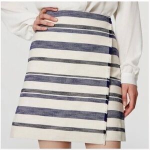 LOFT Navy and White Striped A-Line Skirt